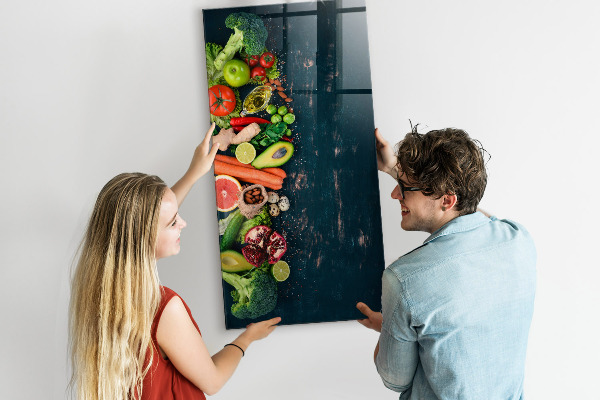 Tableau effaçable magnétique Ingrédients sains et souvenirs en cuisine