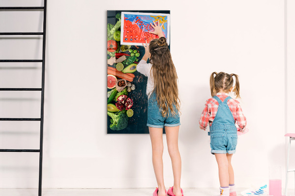 Tableau effaçable magnétique Ingrédients sains et souvenirs en cuisine