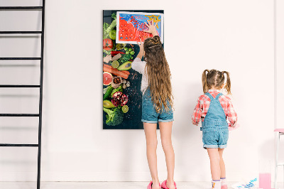Tableau effaçable magnétique Ingrédients sains et souvenirs en cuisine