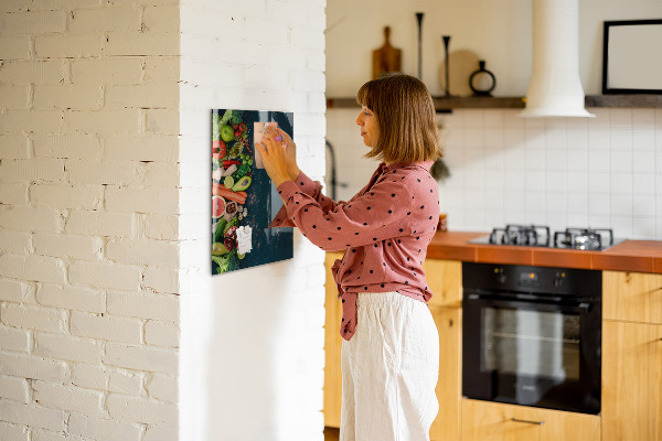 Tableau effaçable magnétique Ingrédients sains et souvenirs en cuisine