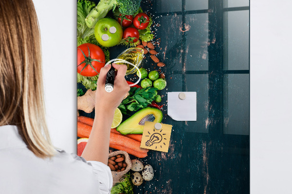 Tableau effaçable magnétique Ingrédients sains et souvenirs en cuisine