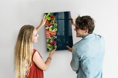 Tableau effaçable magnétique Ingrédients sains et souvenirs en cuisine