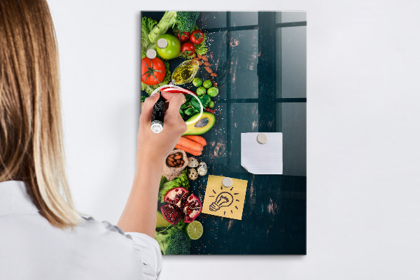 Tableau effaçable magnétique Ingrédients sains et souvenirs en cuisine