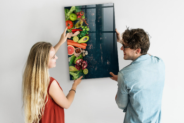 Tableau effaçable magnétique Ingrédients sains et souvenirs en cuisine
