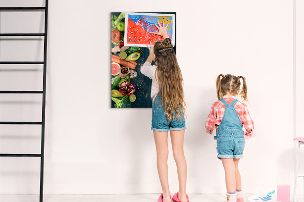 Tableau effaçable magnétique Ingrédients sains et souvenirs en cuisine