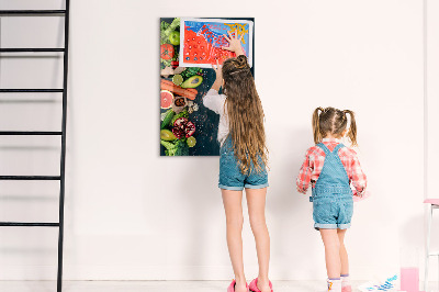 Tableau effaçable magnétique Ingrédients sains et souvenirs en cuisine