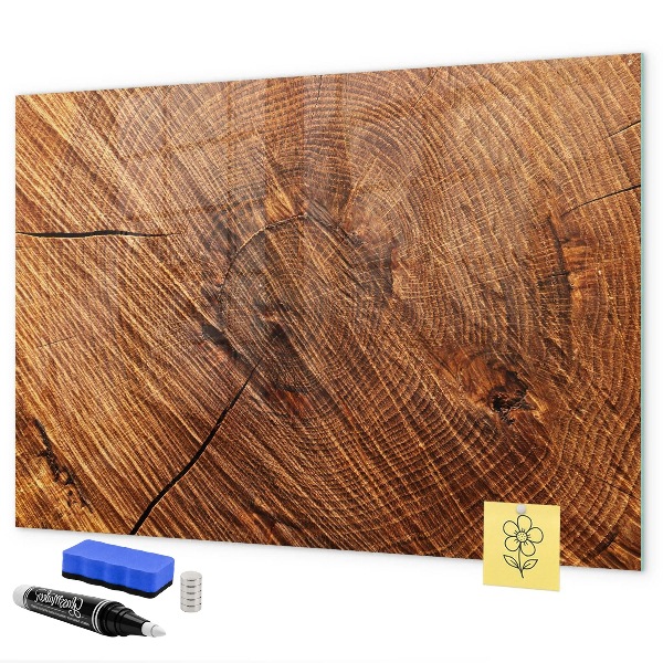 Tableau magnétique effaçable Organiseur de photos sur une planche en bois