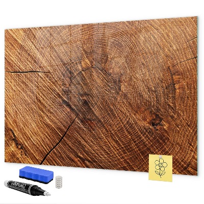 Tableau magnétique effaçable Organiseur de photos sur une planche en bois