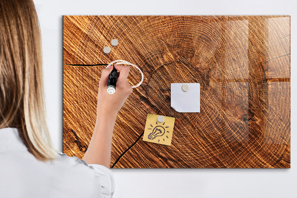 Tableau magnétique effaçable Organiseur de photos sur une planche en bois