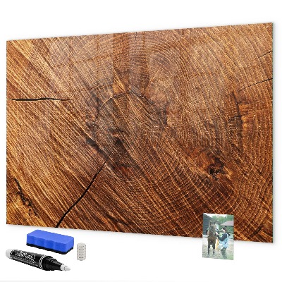 Tableau magnétique effaçable Organiseur de photos sur une planche en bois