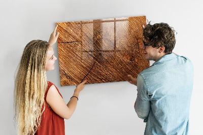 Tableau magnétique effaçable Organiseur de photos sur une planche en bois