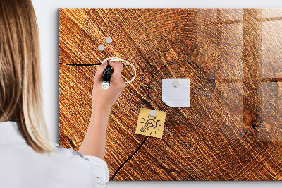 Tableau magnétique effaçable Organiseur de photos sur une planche en bois