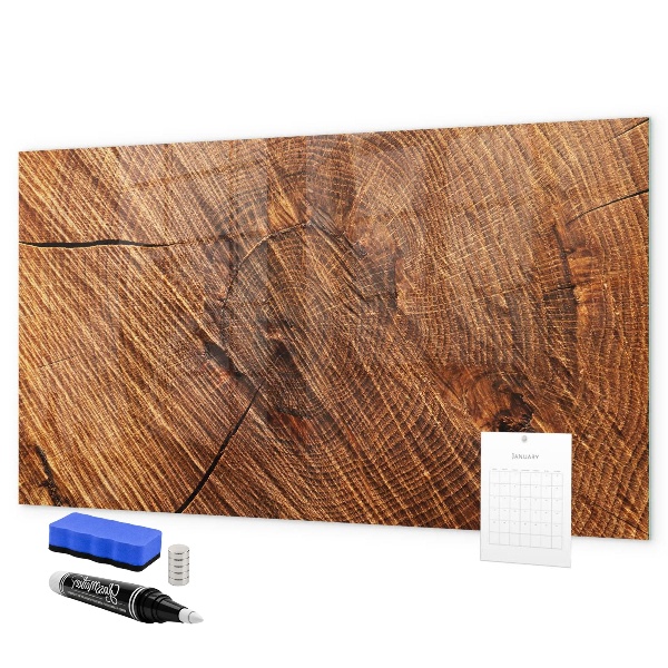 Tableau magnétique effaçable Organiseur de photos sur une planche en bois