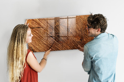 Tableau magnétique effaçable Organiseur de photos sur une planche en bois