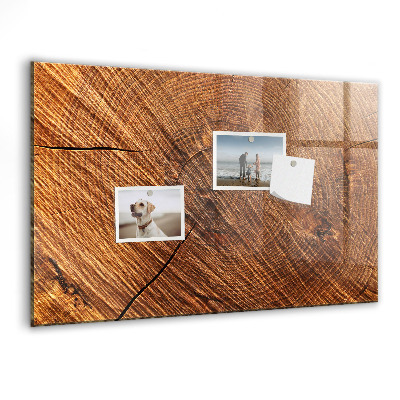 Tableau magnétique effaçable Organiseur de photos sur une planche en bois