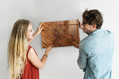 Tableau magnétique effaçable Organiseur de photos sur une planche en bois