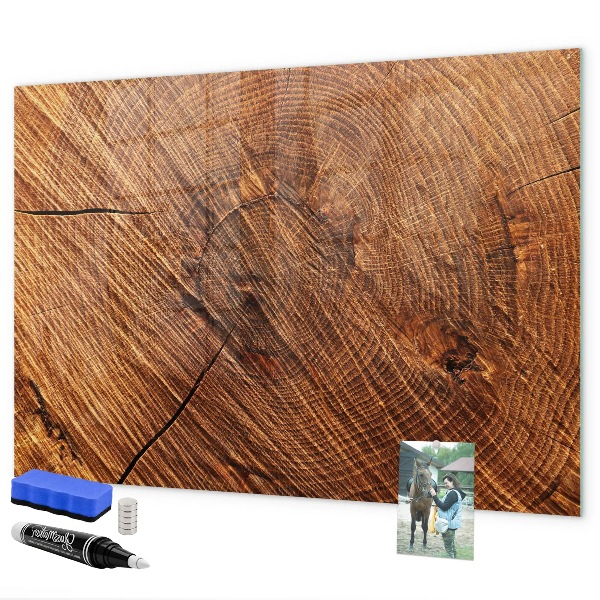 Tableau magnétique effaçable Organiseur de photos sur une planche en bois