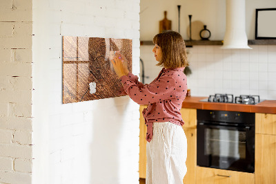 Tableau magnétique effaçable Organiseur de photos sur une planche en bois