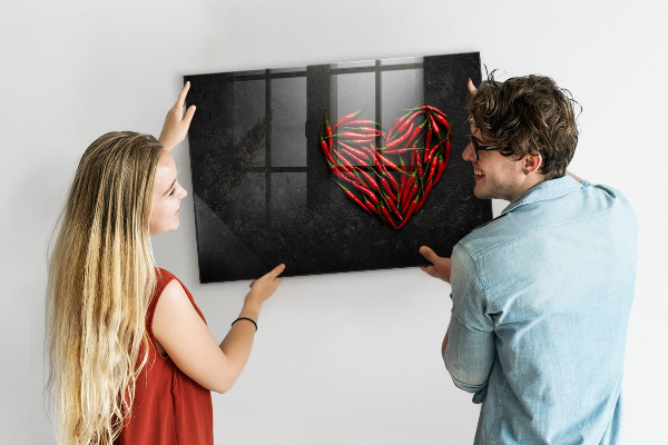 Tableau magnétique effaçable Un cœur de poivrons et des photos de souvenirs