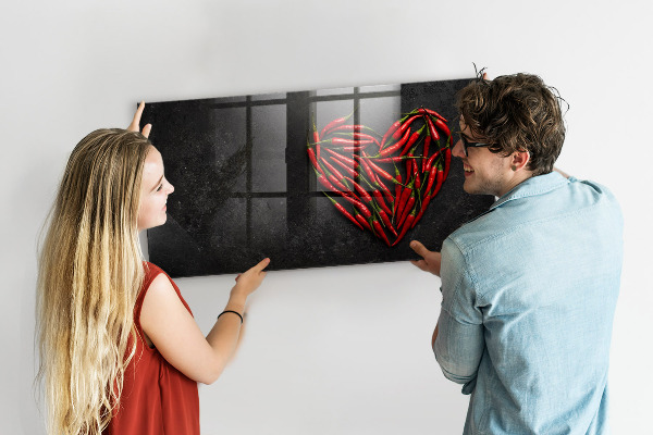 Tableau magnétique effaçable Un cœur de poivrons et des photos de souvenirs