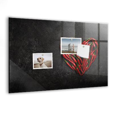 Tableau magnétique effaçable Un cœur de poivrons et des photos de souvenirs