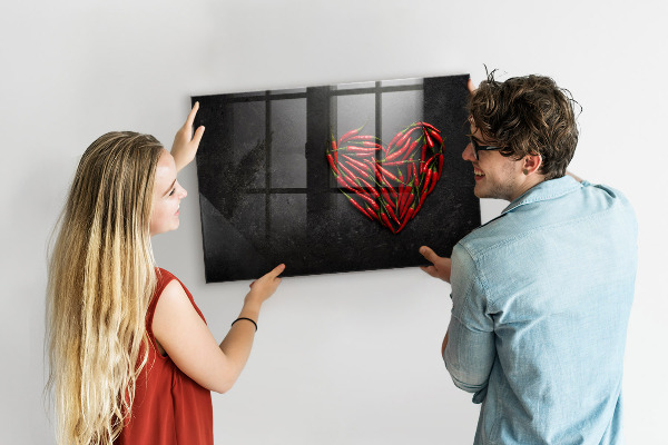 Tableau magnétique effaçable Un cœur de poivrons et des photos de souvenirs