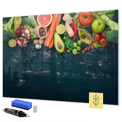 Tableau magnétique effaçable Inspirations culinaires colorées sur le mur