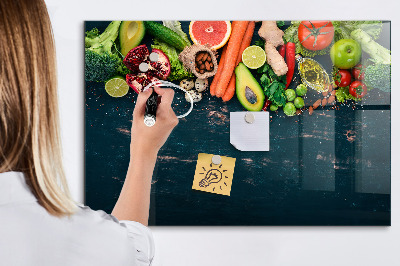 Tableau magnétique effaçable Inspirations culinaires colorées sur le mur
