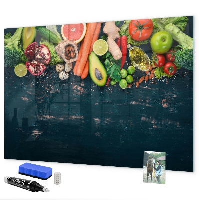 Tableau magnétique effaçable Inspirations culinaires colorées sur le mur