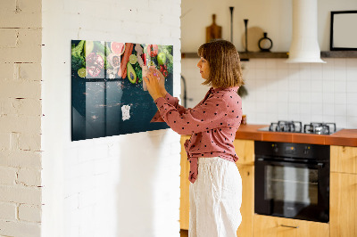 Tableau magnétique effaçable Inspirations culinaires colorées sur le mur