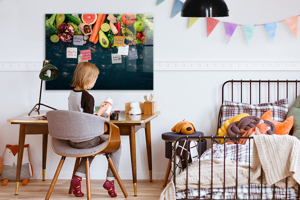 Tableau magnétique effaçable Inspirations culinaires colorées sur le mur