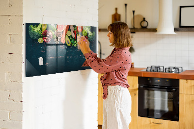 Tableau magnétique effaçable Inspirations culinaires colorées sur le mur