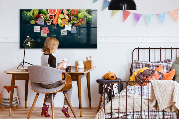 Tableau magnétique effaçable Inspirations culinaires colorées sur le mur