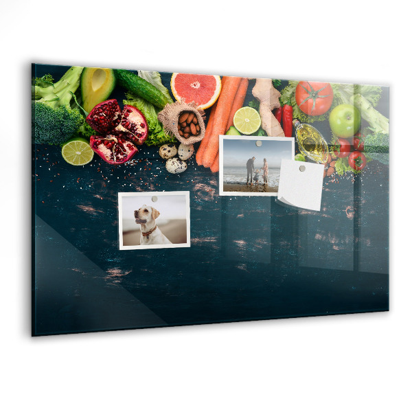 Tableau magnétique effaçable Inspirations culinaires colorées sur le mur