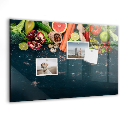 Tableau magnétique effaçable Inspirations culinaires colorées sur le mur