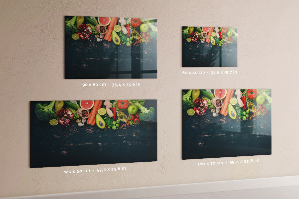 Tableau magnétique effaçable Inspirations culinaires colorées sur le mur