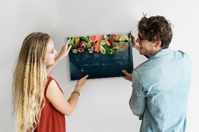 Tableau magnétique effaçable Inspirations culinaires colorées sur le mur