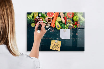 Tableau magnétique effaçable Inspirations culinaires colorées sur le mur