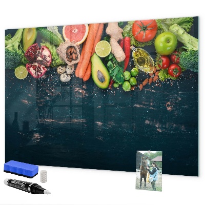 Tableau magnétique effaçable Inspirations culinaires colorées sur le mur