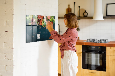 Tableau magnétique effaçable Inspirations culinaires colorées sur le mur