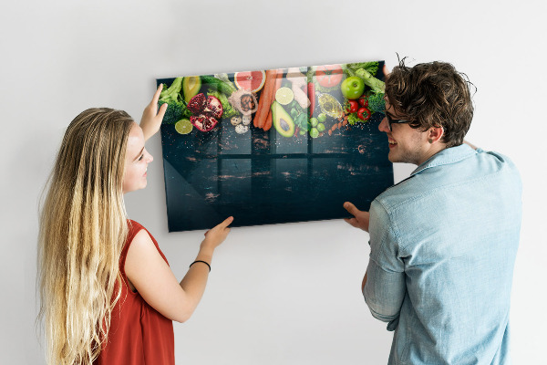 Tableau magnétique effaçable Inspirations culinaires colorées sur le mur