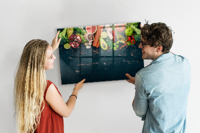 Tableau magnétique effaçable Inspirations culinaires colorées sur le mur