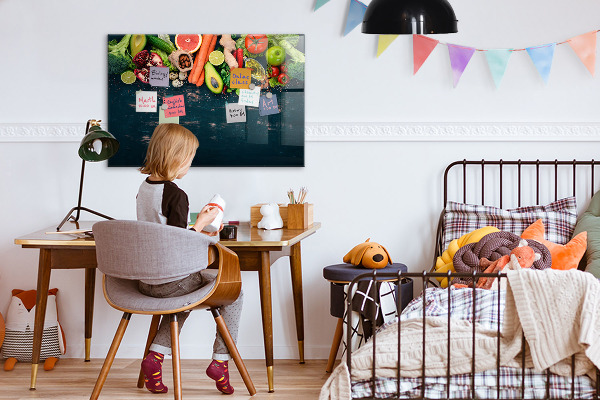 Tableau magnétique effaçable Inspirations culinaires colorées sur le mur