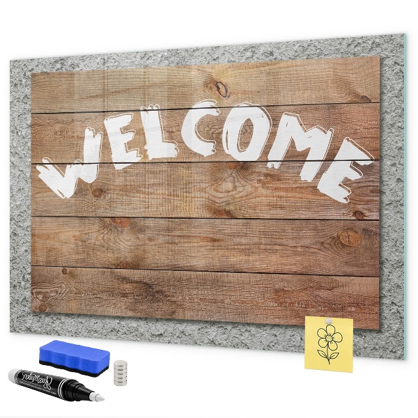 Tableau effaçable magnétique Panneau de bienvenue avec espace pour photos