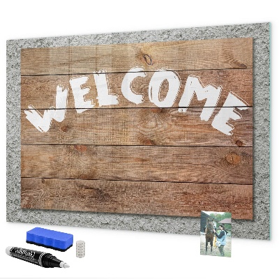 Tableau effaçable magnétique Panneau de bienvenue avec espace pour photos