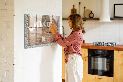 Tableau effaçable magnétique Panneau de bienvenue avec espace pour photos