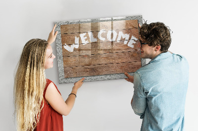 Tableau effaçable magnétique Panneau de bienvenue avec espace pour photos