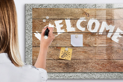 Tableau effaçable magnétique Panneau de bienvenue avec espace pour photos