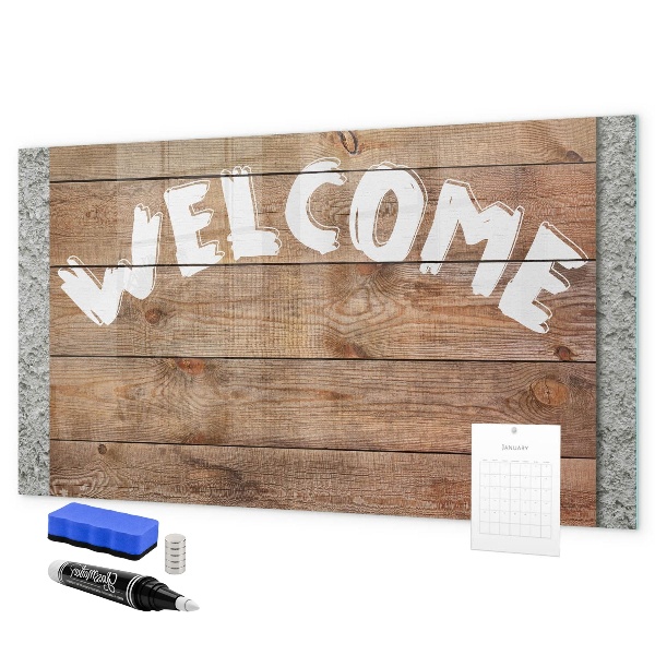 Tableau effaçable magnétique Panneau de bienvenue avec espace pour photos