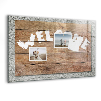 Tableau effaçable magnétique Panneau de bienvenue avec espace pour photos
